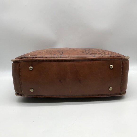 Patricia Nash Brown Leather Map Print Tote And Wallet - Picture 5 of 12